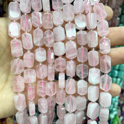 Natural Stone Flat Rectangle Amethyst Lapis Lazuli Quartz Apatite Spacer Beads For Jewelry Making Diy Bracelet Accessorie 8*12MM