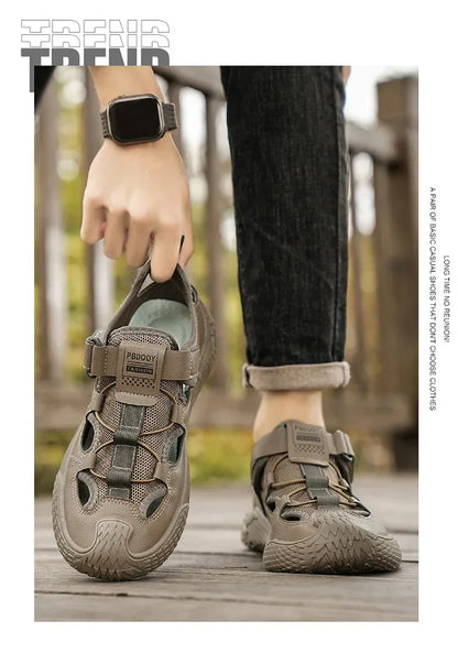 Large Size Sandals for Men, 2026 New Style, Trendy, Versatile, Casual Sports Sandals, Soft-Soled Hollow Beach Shoes for Men