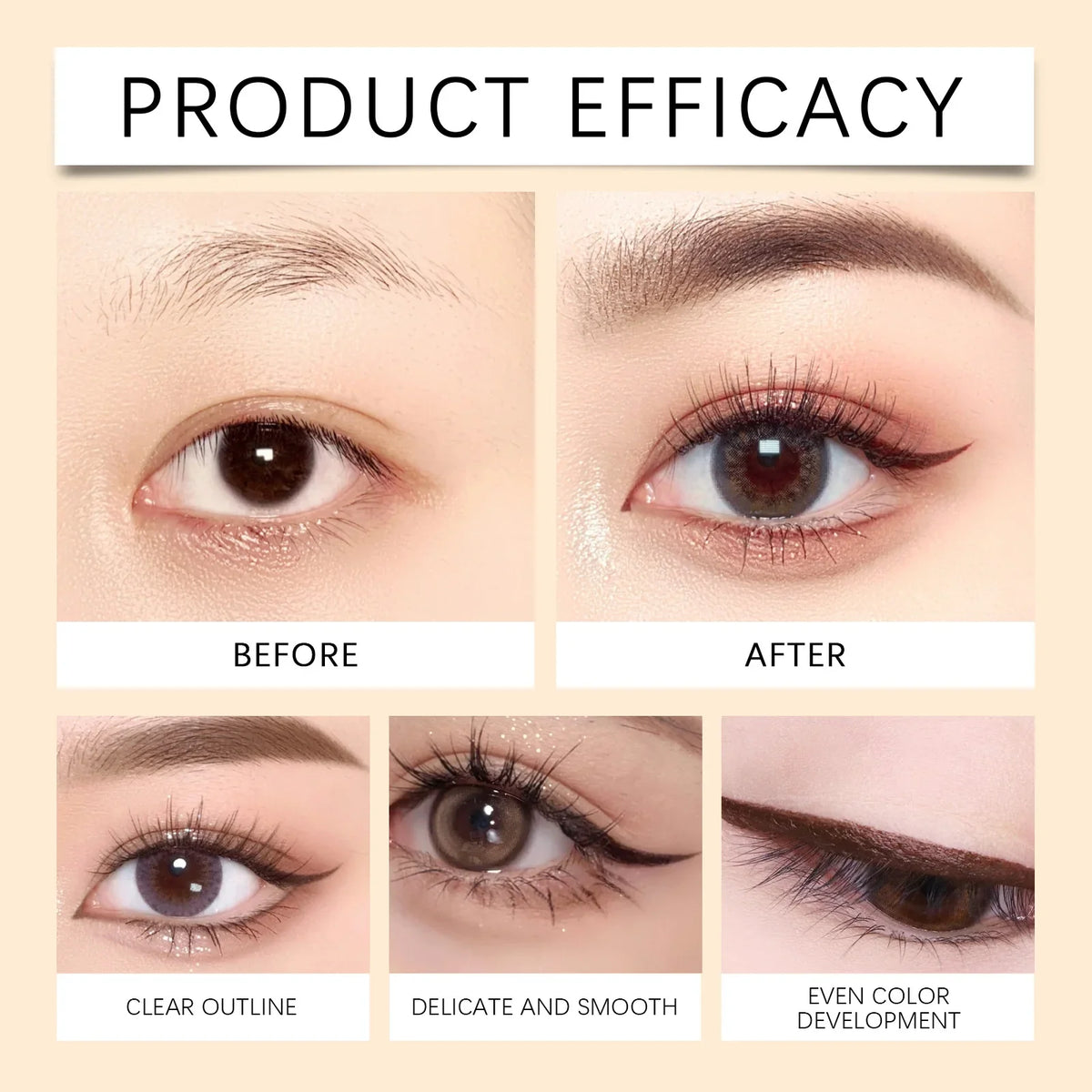 Zephoco Brown Eyeliner Pencil Waterproof Sweatproof Long Lasting Easy to Color Smooth Soft Gel Eyeliner Pencil Eye Makeup Set