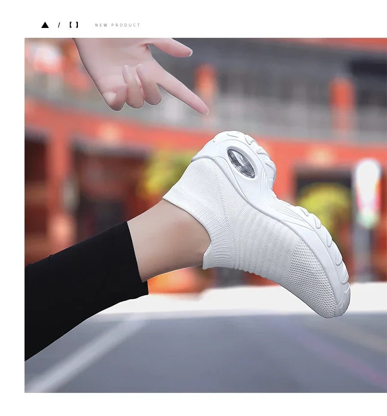 Women Sneakers Summer Fashion Black Sports Casual Shoes Breathable Mesh Lightweight Air Cushion Non-Slip Running Shoe Zapatillas