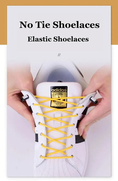 Fashion No Tie Shoelaces Elastic Laces Sneakers Flat Shoe Laces Without Ties Kids Adult Quick Shoelace One Size Fits All Shoes