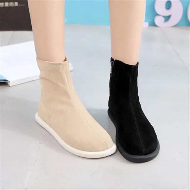 Autumn Women Shoes Fashion Casual Suede Ankle Boots Female Brown Chelsea Fashion student boots