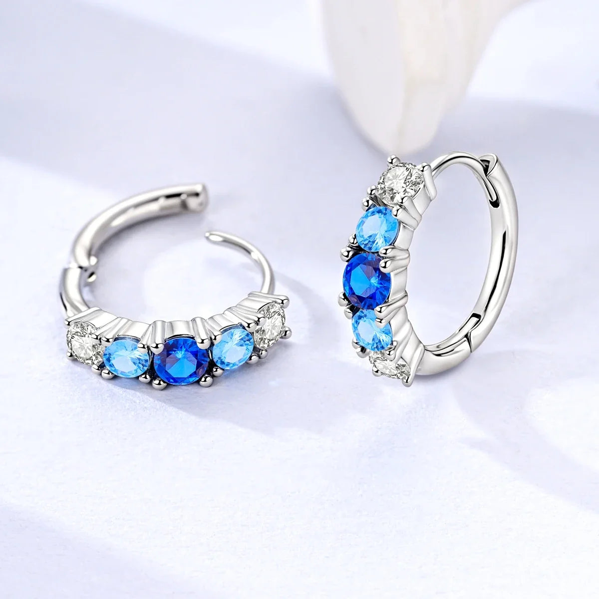 Original 925 Sterling Silver Blue Zirconium Butterfly Earrings Colored Hoop Earring Women Female Party Fine Earring Jewelry Gift