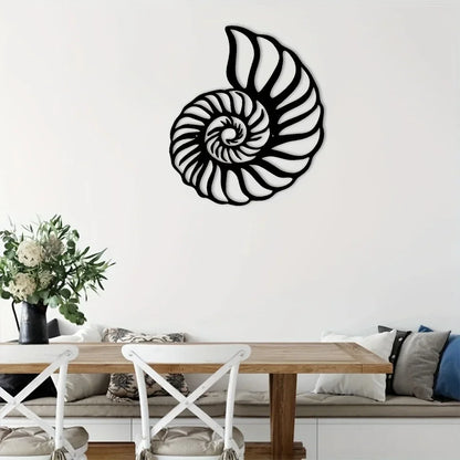 1pc Nautilus Shell Coastal Beach Metal Wall Art, Metal Wall Art Interior Decoration, Home Wall Hangings