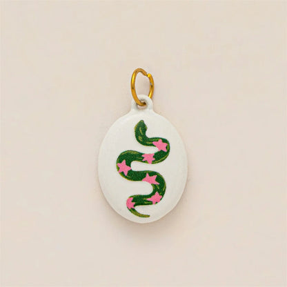 Colorful dopamine pendant necklace, heart-shaped sun, white dove, small snake, gold-plated and color preserving
