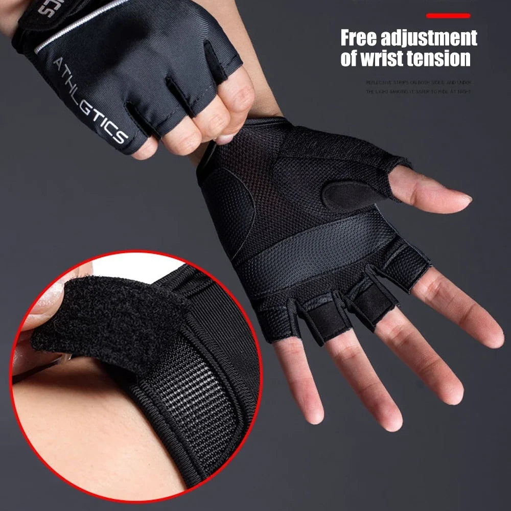 1Pair Breathable Cycling Gloves Workout Gym Gloves for Men Women Weight Lifting Fingerless Gloves Training Exercise Fitness