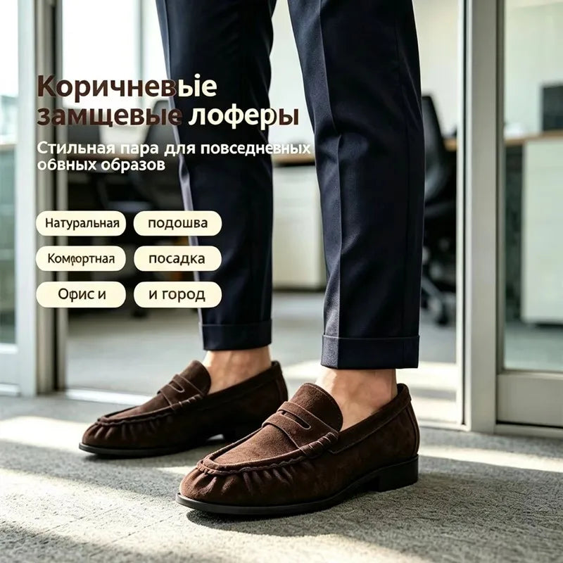 Lady Loafers 2026 Model Handcrafted Retro Pleated Single Shoes for Women, Women's Low-Heeled Leather Suede Shoes