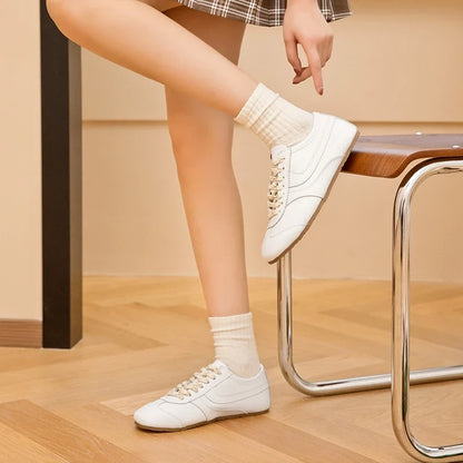 German Training Shoes Women 2026 New Genuine Leather Women Sneakers Flat Lace-up Retro Large Size Forrest Gump Shoes Women