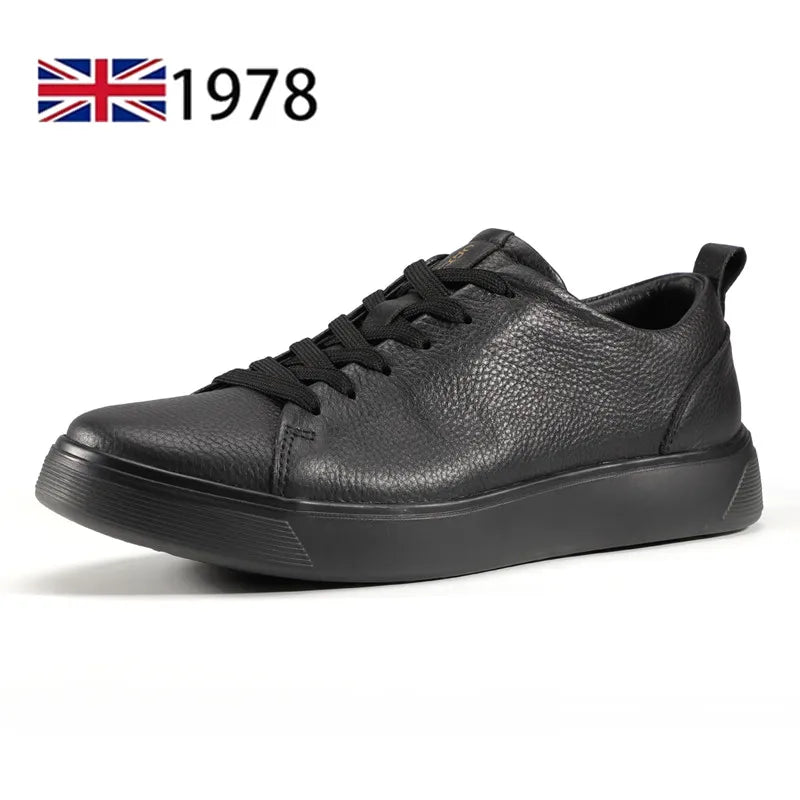 Men Casual Leather Shoes, Business Genuine Leather Shoes Men Thick-soled Sports White Versatile Board Shoes
