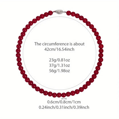 Handmade Vintage Chinese Style Glass Bead Necklace with Antique Red Glass Beads and Gold Coin Closure, Versatile Neckpiece