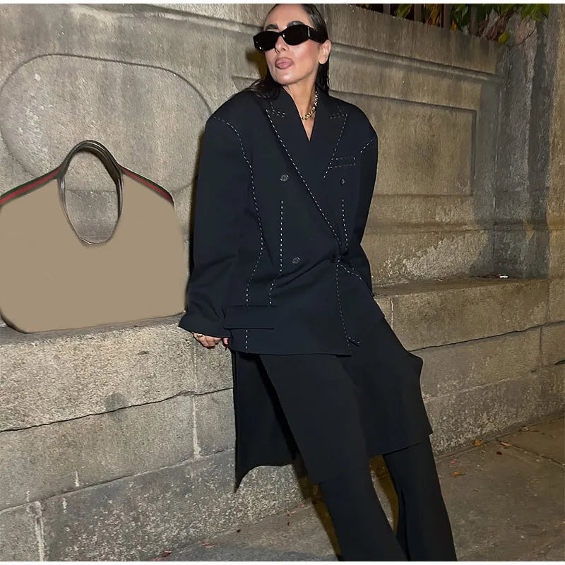 Solid Lapel Blazer Women Coats Fashion Full Sleeve Pocket One Button Jackets 2026 Autumn Daily Office Lady Commute Outwear