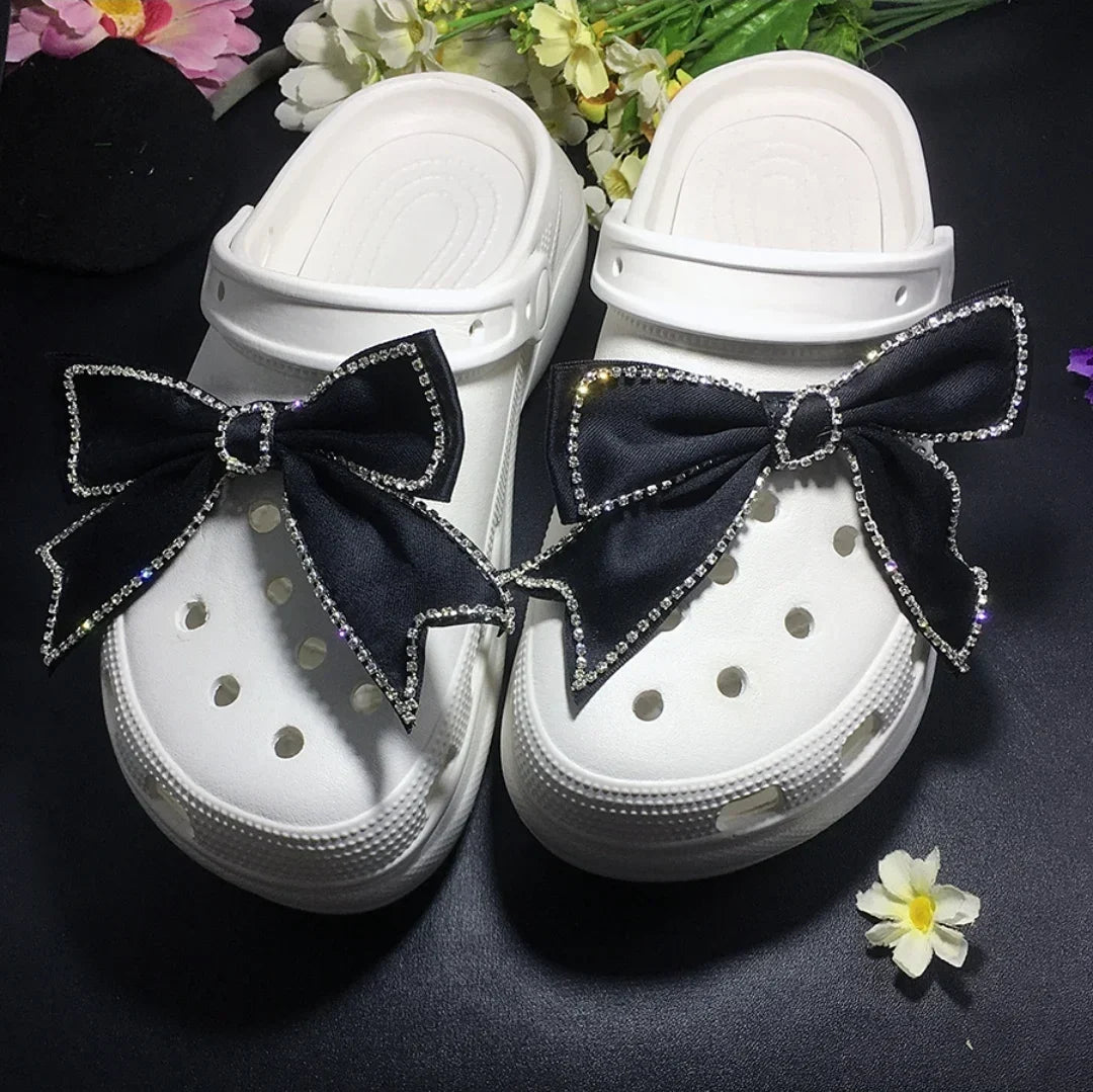 Cute Red Bow Shoe Charms for Crocs Designer DIY Bow-knot Wing Shoe Decorations High Quality Clogs Buckle Accessories New Fashion