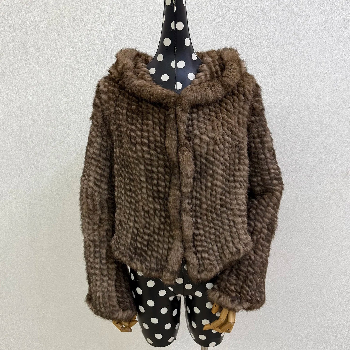 Real Rabbit Fur Hooded Coat Long Sleeve Women Casual Loose Knitted Genuine Fur Jacket With Hood Female Natural Fur Outwear