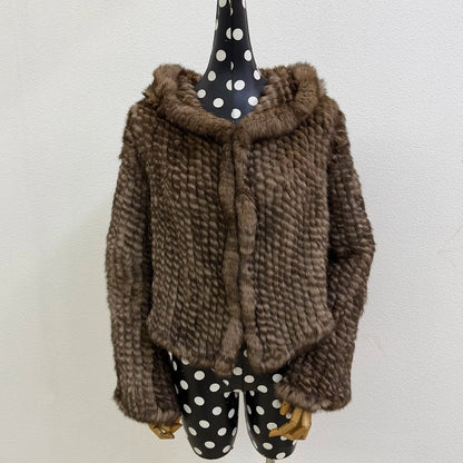 Real Rabbit Fur Hooded Coat Long Sleeve Women Casual Loose Knitted Genuine Fur Jacket With Hood Female Natural Fur Outwear