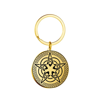 Dawapara Protection Secret Seal of Solomon Pendant Keychain Witchcraft Hexagram Wealth Fortune Amulet Stainless Steel Jewelry