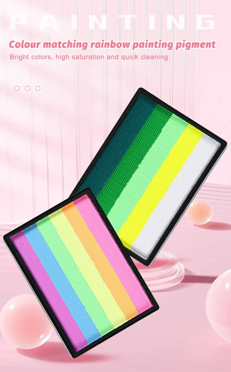 50g Facial and Body Paint Palette,Non-Toxic Rainbow Water-Soluble Body Paint for Rainbow Festival,Cosplay,Party,Art,Stage Makeup