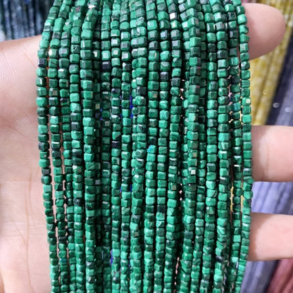 2x2mmNatural Colored Tourmaline Blue Tourmaline Faceted Cube Beads Square Stone Beads for JewelryDIY Making  Gemstone Loose Bea