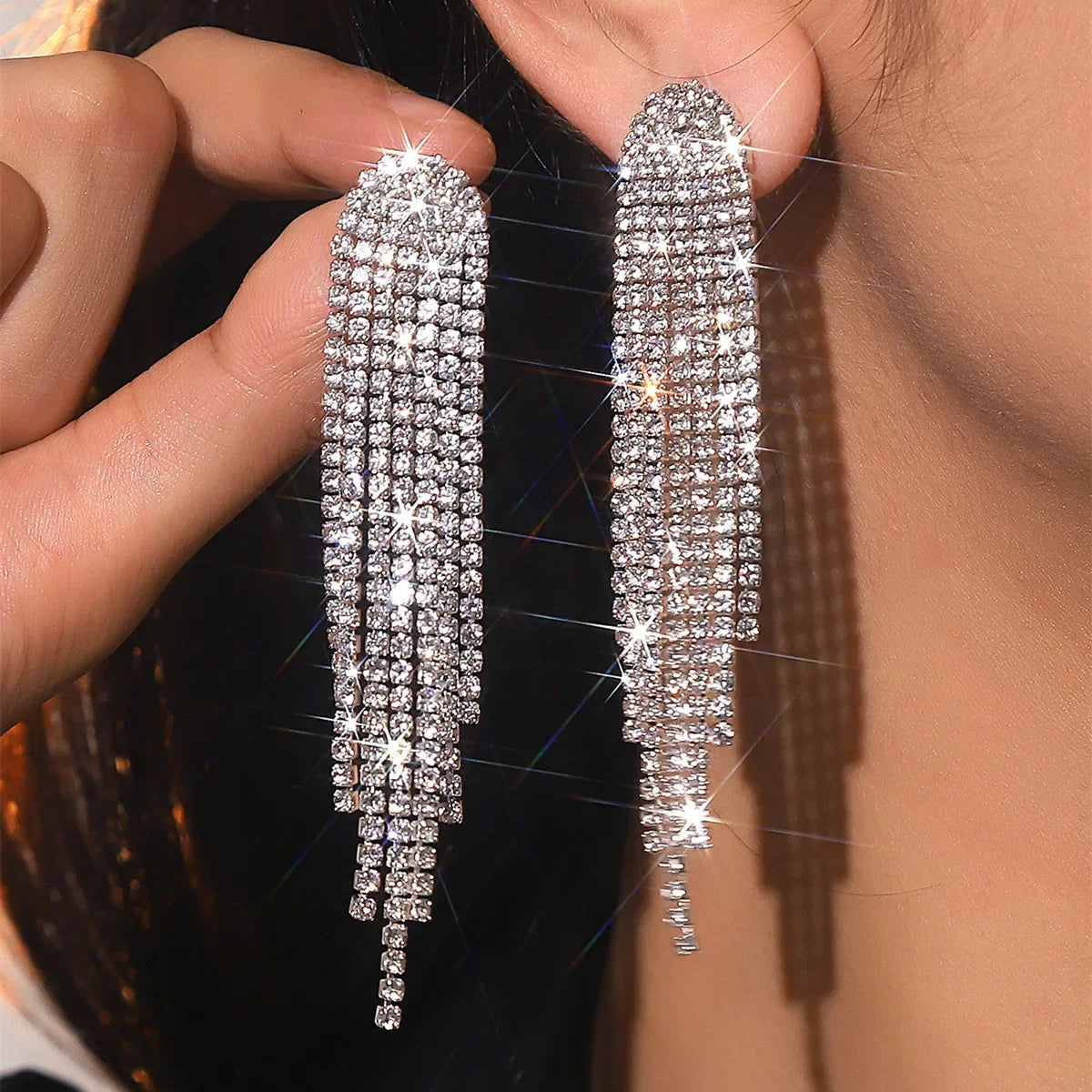 2PC Women's Fashion Copper Claw Chain Long Tassel Earrings Outdoor Travel Carnival Banquet Party Holiday Dressing Gift-233