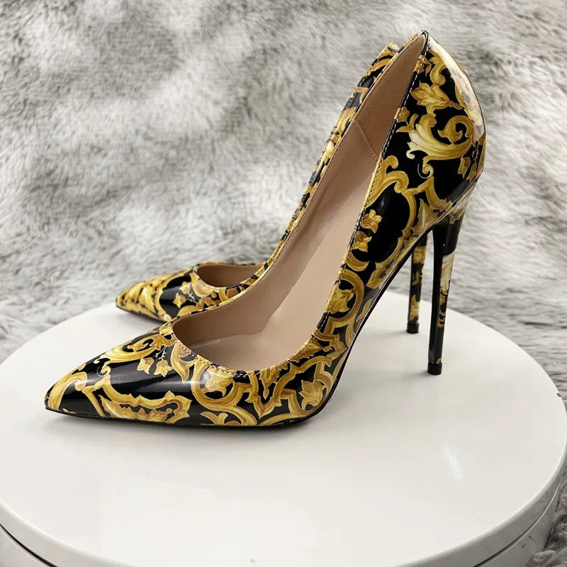 NoEnName_Null Black Graffiti Colorful Women Pumps Sexy Women High Heels Wedding Party Women Shoes Stilettos Accept Customized
