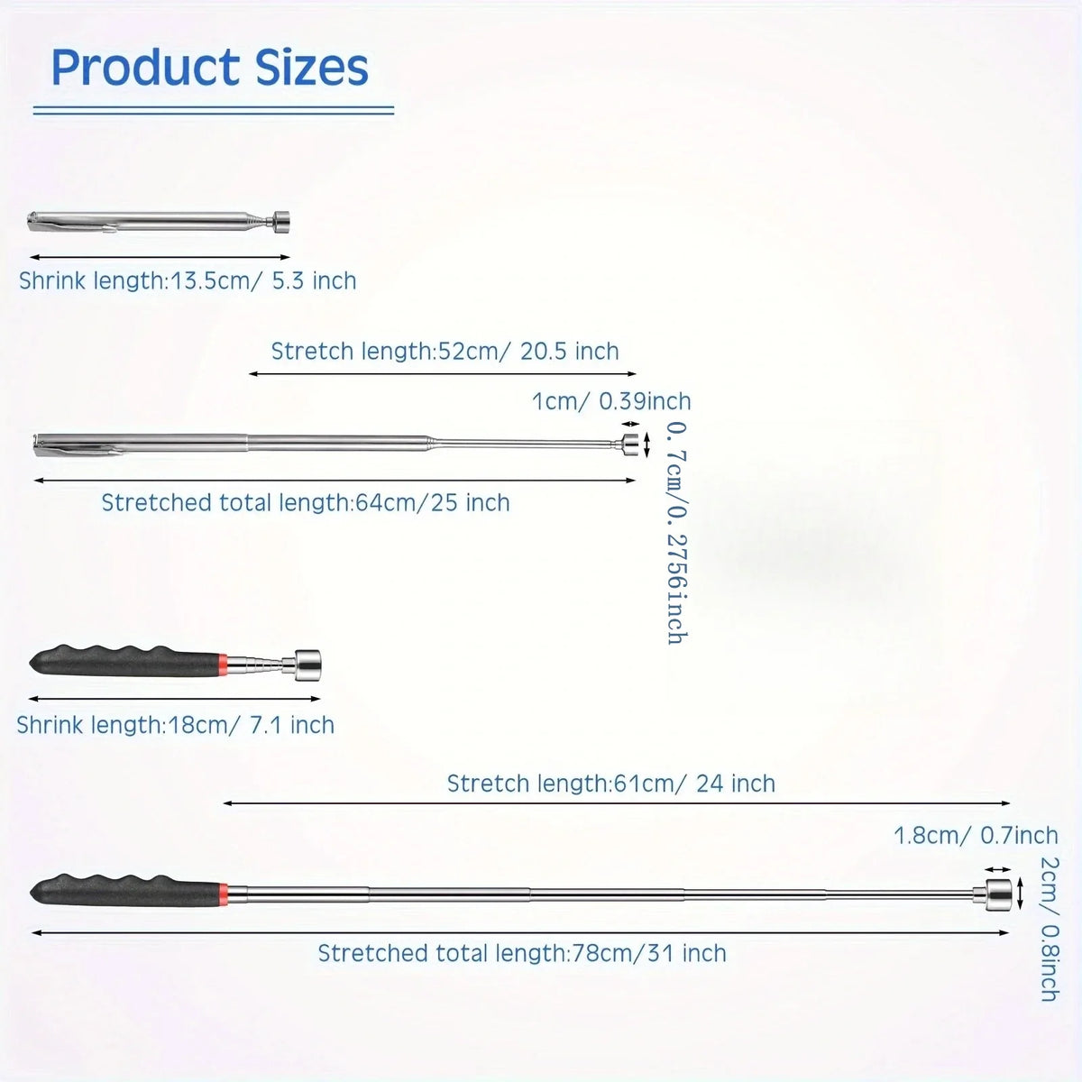 Handheld Telescoping Magnetic Grabber – Extendable Pickup Pen Tool, Portable Magnet for Hard-to-Reach Spots