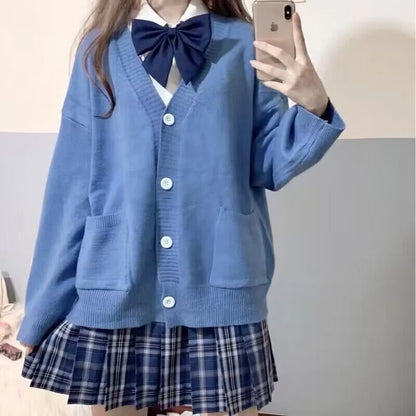Mikasa pink cardigan sweater with the same style， Anime character COS knitted sweater, original JK uniform sweater jacket