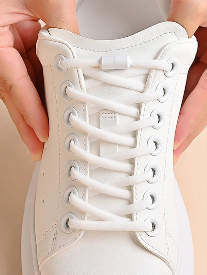Elastic No Tie Shoelaces Semicircle Shoe Laces For Kids and Adult Sneakers Shoelace Quick Lazy Metal Lock Laces Shoe Strings