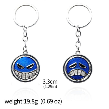 One Piece Luffy Straw Hat Keychain Rotatable Zoro Skull Metal Pendant Role-Playing Decorative Accessories Fan Jewelry Gift
