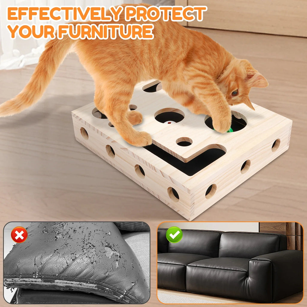 Cat Nail File Box Toy with Bell Ball and Sandpaper Inside Cat Scratch Puzzle Play Nail Care Interactive Pet Toy Stress Free