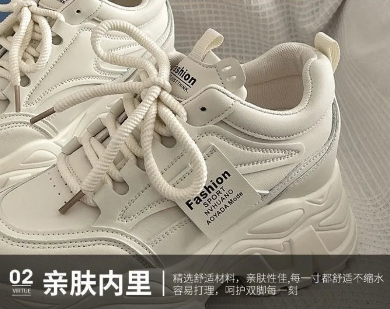 Platform Women Sneakers Autumn New Increased Wear-resistant Vulcanized Shoes Fashion Lace-up Women Casual Training Shoes Zapatos