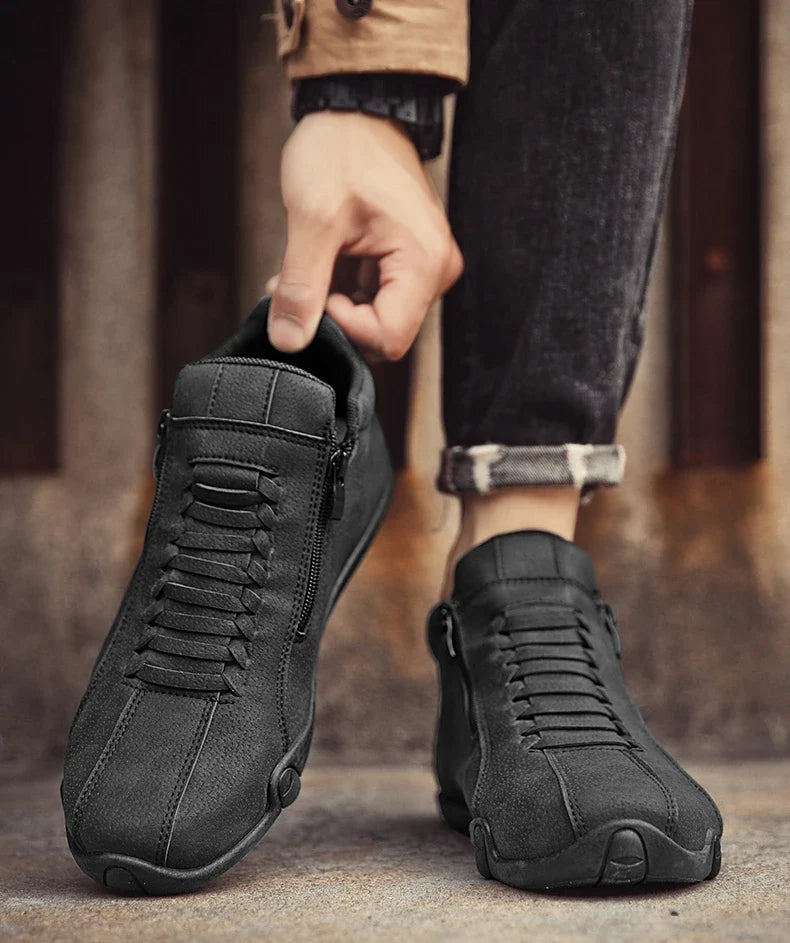 Men's Casual Shoes Side Zipper Short Boots Versatile Flats Bottom Trbottomyy Fashion Pu Leather Men's Shoes Spring Suitable for Outdoor Sports
