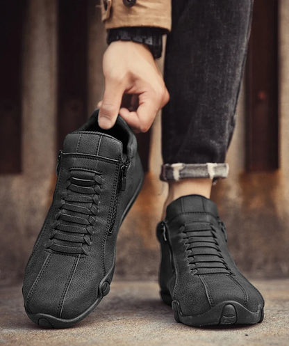 Men's Casual Shoes Side Zipper Short Boots Versatile Flats Bottom Trbottomyy Fashion Pu Leather Men's Shoes Spring Suitable for Outdoor Sports
