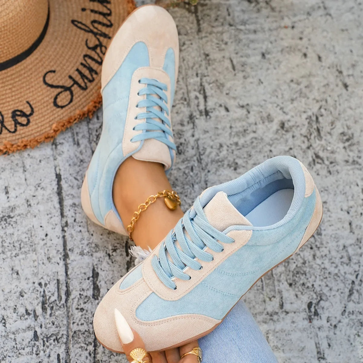 Women's Casual Flat-soled Non-slip Wear-resistant Sport Shoes Spring Autumn Round-toe Soft and Comfortable Women Single Shoes