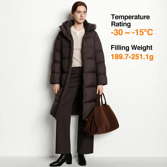 Semir Long Down Jacket Women Waterproof Hooded Coat 2025 Winter New Loose Girls' Jacket Multi-Color Thicken Windbrake Down Coat
