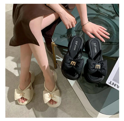 2024 summer New Fashion Women Shoes Slippers Comfortable Platform Shoe High Heels Leisure flower outdoor beach Slipper Women