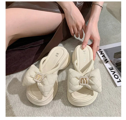 2024 summer New Fashion Women Shoes Slippers Comfortable Platform Shoe High Heels Leisure flower outdoor beach Slipper Women