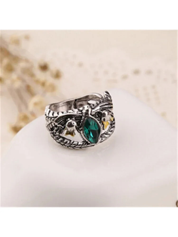 New Fashion Barahir Aragorn Gondor Ring Men Women Green Crystal Ring Jewelry