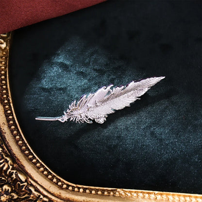 Retro Metal Feather Leaf Brooch Men Suit Shirt Lapel Pin Corsage Dress Badge Brooches for Women Fashion Jewelry Accessories