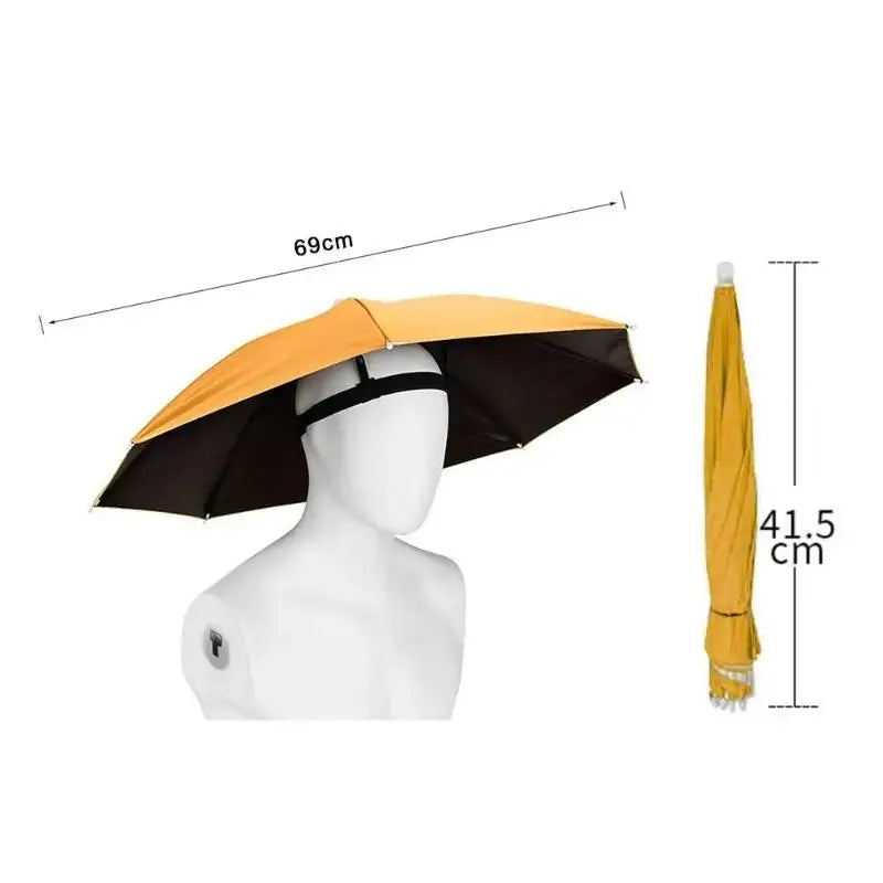 Foldable Head Umbrella Hat Windproof Fishing Head Wearing Sunshade Rain Gear Outdoor Portable Umbrella Camping Beach Head Hats
