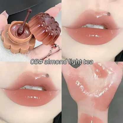 Jelly Solid Water Mirror Lip Gloss Shine Plumping Lip Balm Light Red Brown Natural Lasting Moisturizing Lip Tint Lipstick Makeup