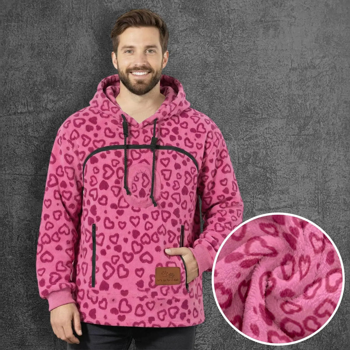 Ladies Winter Hooded Lamb Velvet Zipper Kangaroo Pocket Cat Dog Mommy Outwear Sweatshirt Comfortable Street Style Trendy Fashion