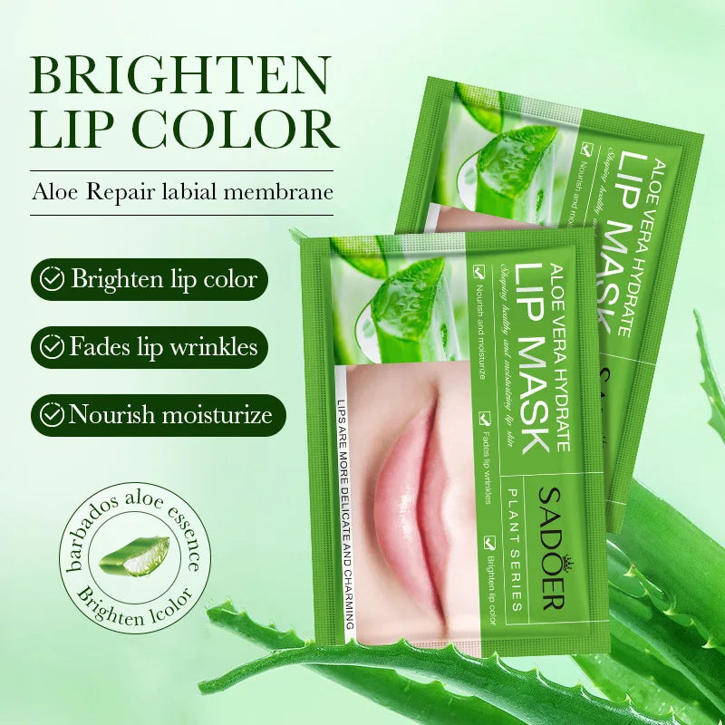 10pcs SADOER Fruits Moisturizing Lip Mask Lips Skin Care Nourishing Hydrating Crystal Collagen Gel Lip Patches Lips Plumper