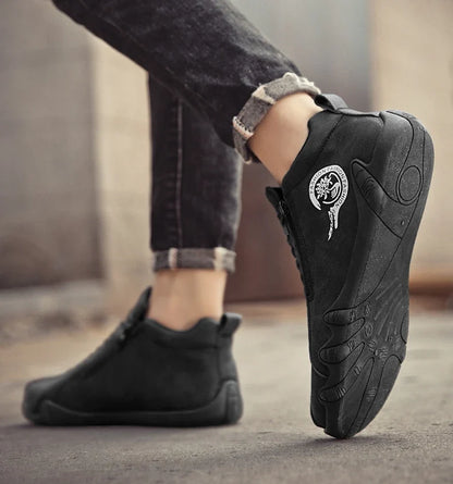 Men's Casual Shoes Side Zipper Short Boots Versatile Flats Bottom Trbottomyy Fashion Pu Leather Men's Shoes Spring Suitable for Outdoor Sports
