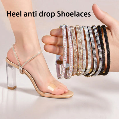 Rhinestone High Heels Shoes Band Anti-loose for Women Shoelaces Anti-drop Elastic Fixed Heel Laces shoe accessories