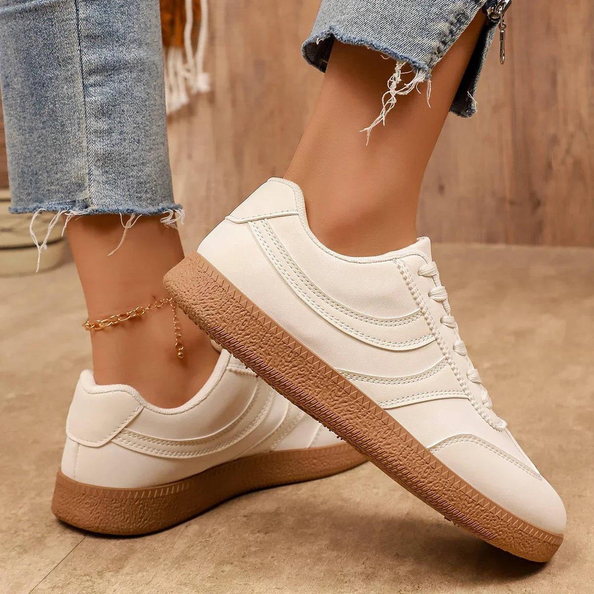 Retro Brown Platform Sneakers Women 2026 Flat Trend German Training Shoes Woman Plus Size 43 Non-slip Thick Sole Vulcanize Shoes