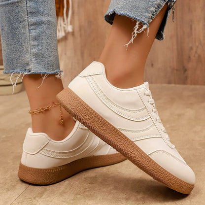 Retro Brown Platform Sneakers Women 2026 Flat Trend German Training Shoes Woman Plus Size 43 Non-slip Thick Sole Vulcanize Shoes