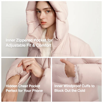 Semir Long Down Jacket Women Waterproof Hooded Coat 2025 Winter New Loose Girls' Jacket Multi-Color Thicken Windbrake Down Coat