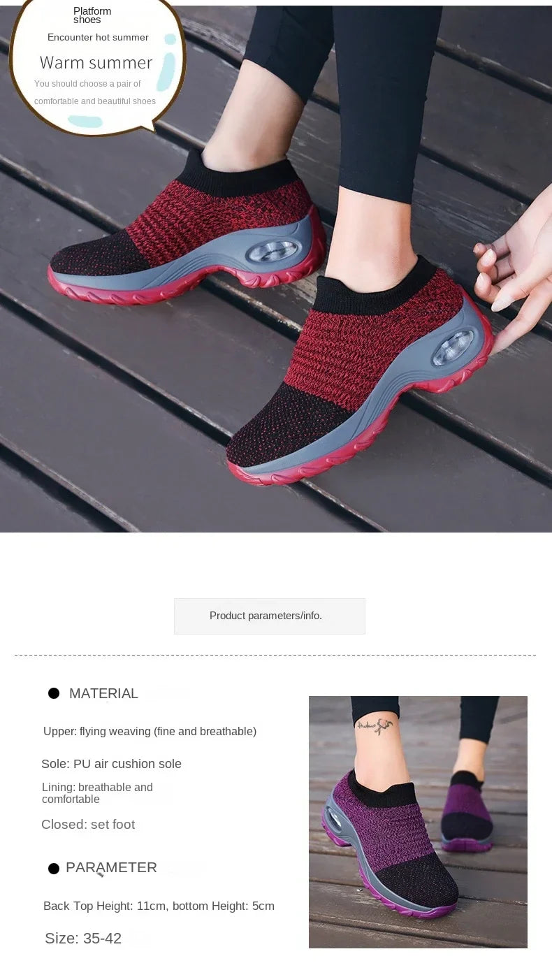 Women Sneakers Summer Fashion Black Sports Casual Shoes Breathable Mesh Lightweight Air Cushion Non-Slip Running Shoe Zapatillas