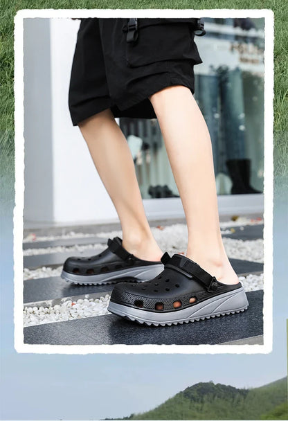 Casual Clogs Men 2026 New Trendy Summer Beach Sandals for Men Thick-bottom EVA Garden Shoes Closed-toe Fashion Slippers for Men