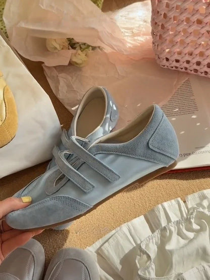 2026 Spring Autumn Women's Mary Janes | French Style Canvas Slip-on Flats | Wide Toe Box Velcro Soft Sole Casual Shoes