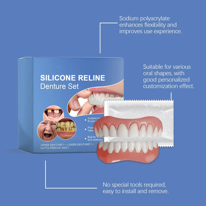 Comfort Fit Full Set Dentures Silicone Fake Teeth Natural Smile Instant Confidence Oral Care for Adults